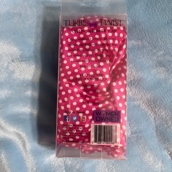 NEW Turbie Twist Stylin' Shower Cap Pink Polka Dot - Picture 4 of 8